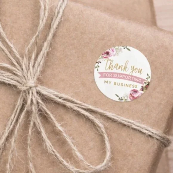 500ct Thank You Floral Round Stickers, 1 inch - Picture 4 of 4